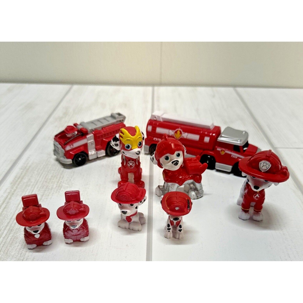 Paw Patrol Lot of 9 Marshall Only Figures Trucks Red Toy Firetruck